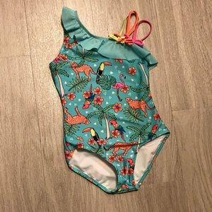 Vibrant neon tropical bathing suit